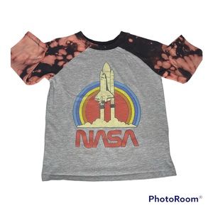 Old Navy Custom Bleached Tee Kids Long Sleeve NASA Print Size 5T